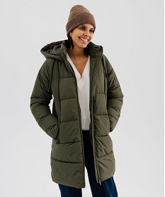 GEMO Doudoune mi-longue à capuche et col montant femme kaki standard