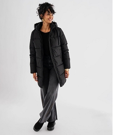 GEMO Doudoune mi-longue à capuche et col montant femme noir standard
