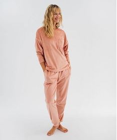 GEMO Pyjama en velours extensible femme rose standard