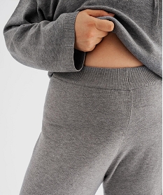 GEMO Pantalon large en maille avec taille élastique femme grande taille gris standard