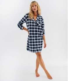 GEMO Chemise de nuit liquette à carreaux femme - LuluCastagnette Bleu