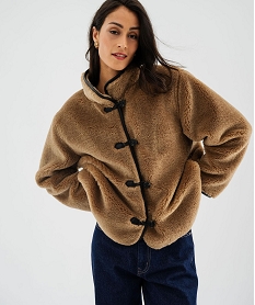 GEMO Blouson en fourrure imitation femme Brun