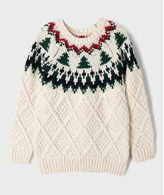 GEMO Pull jacquard en grosse maille fantaisie garçon Beige