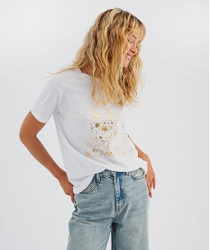 GEMO Tee-shirt manches courtes spécial Noël femme blanc standard