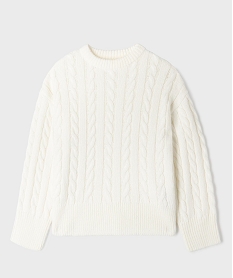 GEMO Pull loose en maille torsadée fille Blanc