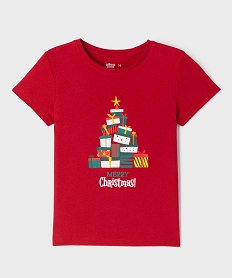 GEMO Tee-shirt manches courtes spécial Noël fille rouge standard