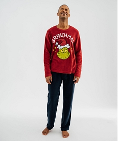 GEMO Pyjama de Noël en velours et polaire imprimé Le Grinch homme rouge standard