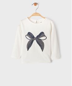 GEMO Tee-shirt manches longues avec sequins brodés bébé fille Blanc