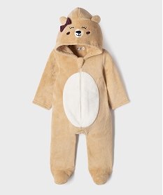 GEMO Combinaison pyjama à capuche motif ourson bébé fille beige standard