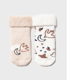 GEMO Bottons en coton avec intérieur bouclette motifs oiseaux bébé (lot de 2) beige standard