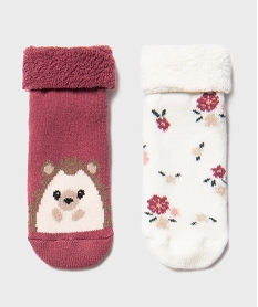 GEMO Bottons en coton avec intérieur bouclette bébé fille (lot de 2) rose standard