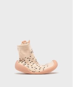 GEMO Chaussons avec tige chaussette à motif léopard bébé fille Beige