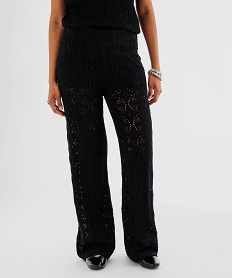 GEMO Pantalon en maille ajourée façon crochet femme noir standard