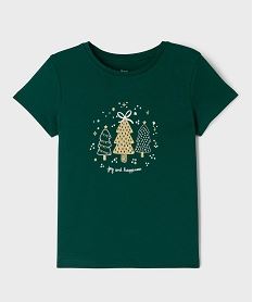 GEMO Tee-shirt manches courtes spécial Noël fille vert standard