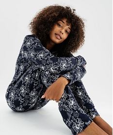 GEMO Pyjama deux pièces en viscose femme : chemise et pantalon Bleu