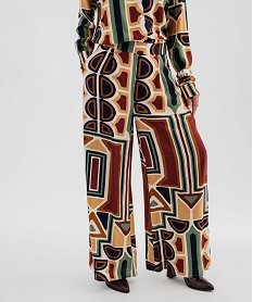 GEMO Pantalon fluide imprimé femme Brun