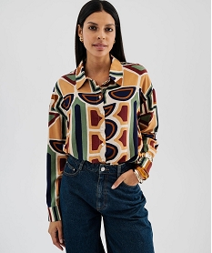 GEMO Chemise fluide à motifs géométriques femme Brun