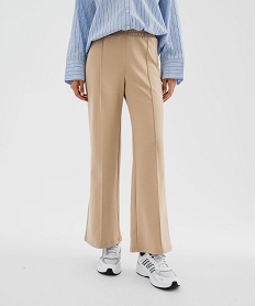 GEMO Pantalon large à taille élastiquée femme Beige