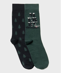 GEMO Chaussettes avec motifs de Noël homme (lot de 2) Bleu