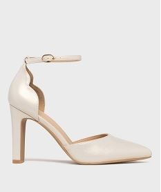 GEMO Escarpins irisés à talon haut et bout pointu femme - Valentina Baldano blanc vif
