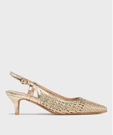 GEMO Escarpins slingbacks à tige tressée et ajourée femme dore