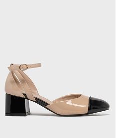 GEMO Escarpins bicolores avec bride cheville femme - Follow Me Beige