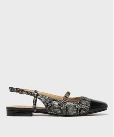 GEMO Ballerines slingbacks à bout verni et bride cheville femme Gris