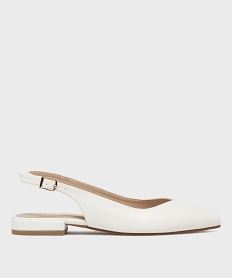 GEMO Escarpins slingback à bout pointu et talon plat femme - Follow Me blanc standard