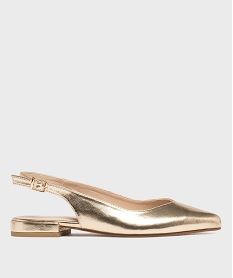 GEMO Escarpins slingback à bout pointu et talon plat femme - Follow Me dore