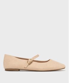 GEMO Ballerines en suédine à bout carré et bride femme - Follow Me beige standard