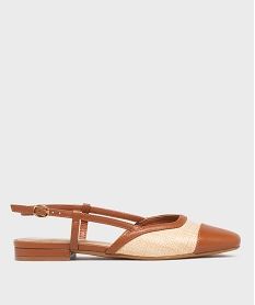 GEMO Escarpins slingback à talon plat bimatières femme - Follow Me marron standard