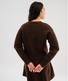 GEMO Gilet col V douillet et chaud femme marron fonce