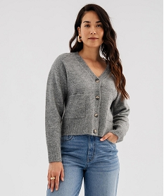 GEMO Gilet col V douillet et chaud femme Gris