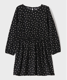 GEMO Robe courte à manches longues en maille texturée extensible fille Noir
