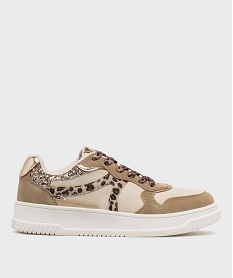 GEMO Baskets basses avec empiècements fantaisie femme - 5 Miles beige standard