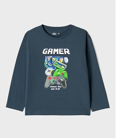 GEMO Tee-shirt manches longues avec large motif garçon Bleu