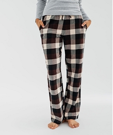 GEMO Pantalon de pyjama en flanelle à carreaux et taille élastiquée femme Noir