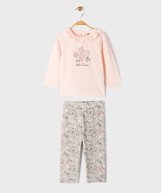 GEMO Pyjama en velours 2 pièces motif fleuri bébé Rose