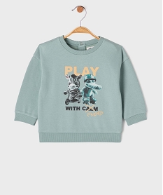 GEMO Sweat en molleton doux imprimé à col rond bébé garçon Bleu