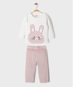 GEMO Pyjama en velours 2 pièces à motif lapin bébé blanc standard