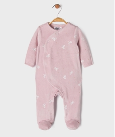 GEMO Pyjama en velours avec ouverture avant et motifs pois bébé Rose