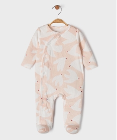 GEMO Pyjama en velours à ouverture devant et motif oiseaux bébé Rose