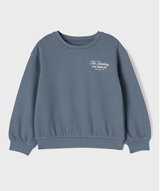 GEMO Sweat molletonné avec inscriptions fille Bleu
