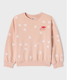 GEMO Sweat imprimé  intérieur molletonné fille Rose