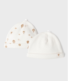 GEMO Bonnet de naissance bébé en jersey de coton (lot de 2) blanc standard