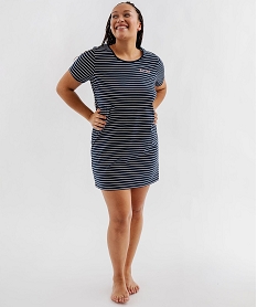 GEMO Chemise de nuit en jersey rayé femme grande taille Bleu