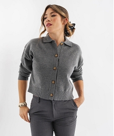 GEMO Gilet court à col polo femme Gris