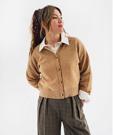 GEMO Gilet court à col polo femme Brun