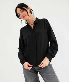 GEMO Chemise unie en matière crêpe femme noir standard