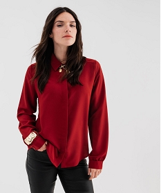 GEMO Chemise unie en matière crêpe femme Rouge
